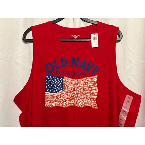 Old Navy Red Sleeveless Tank Top XXL Featuring USA Flag Graphic - Picture 3 of 9